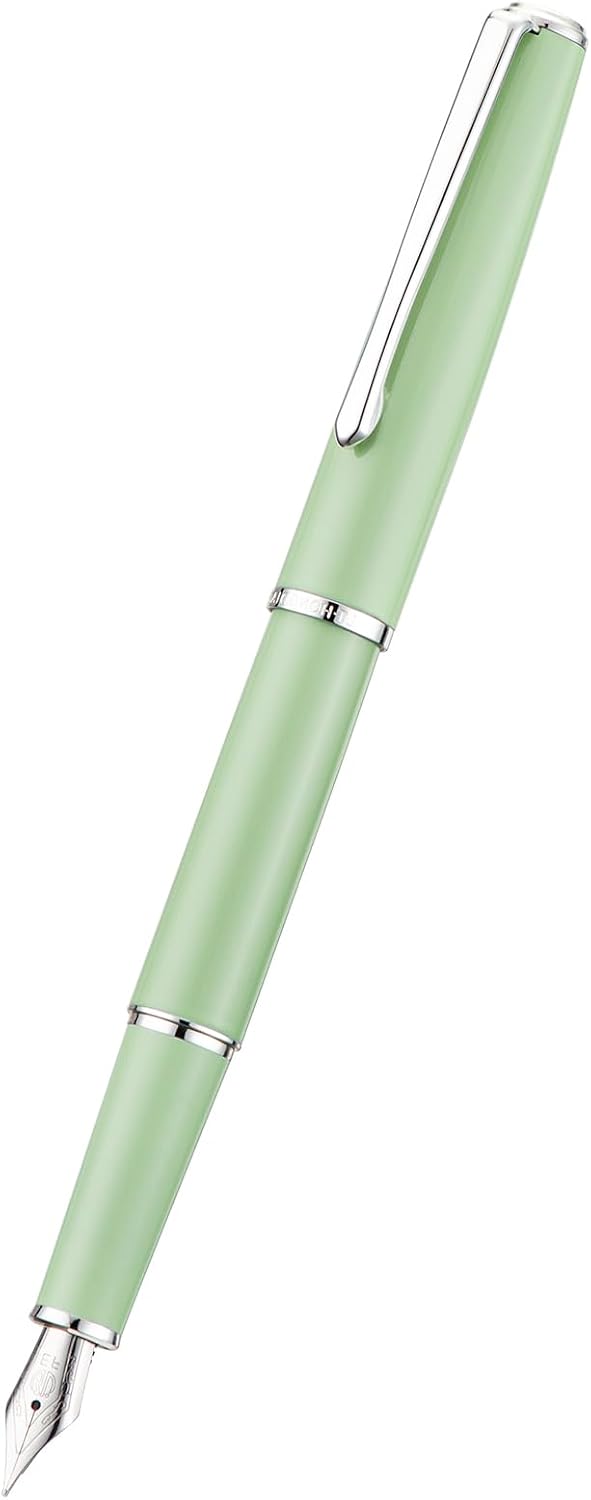 Hongdian 920S Fountain Pen Grass Green Metal Pen, Iridium M Nib Classic Pen with Ink Converter