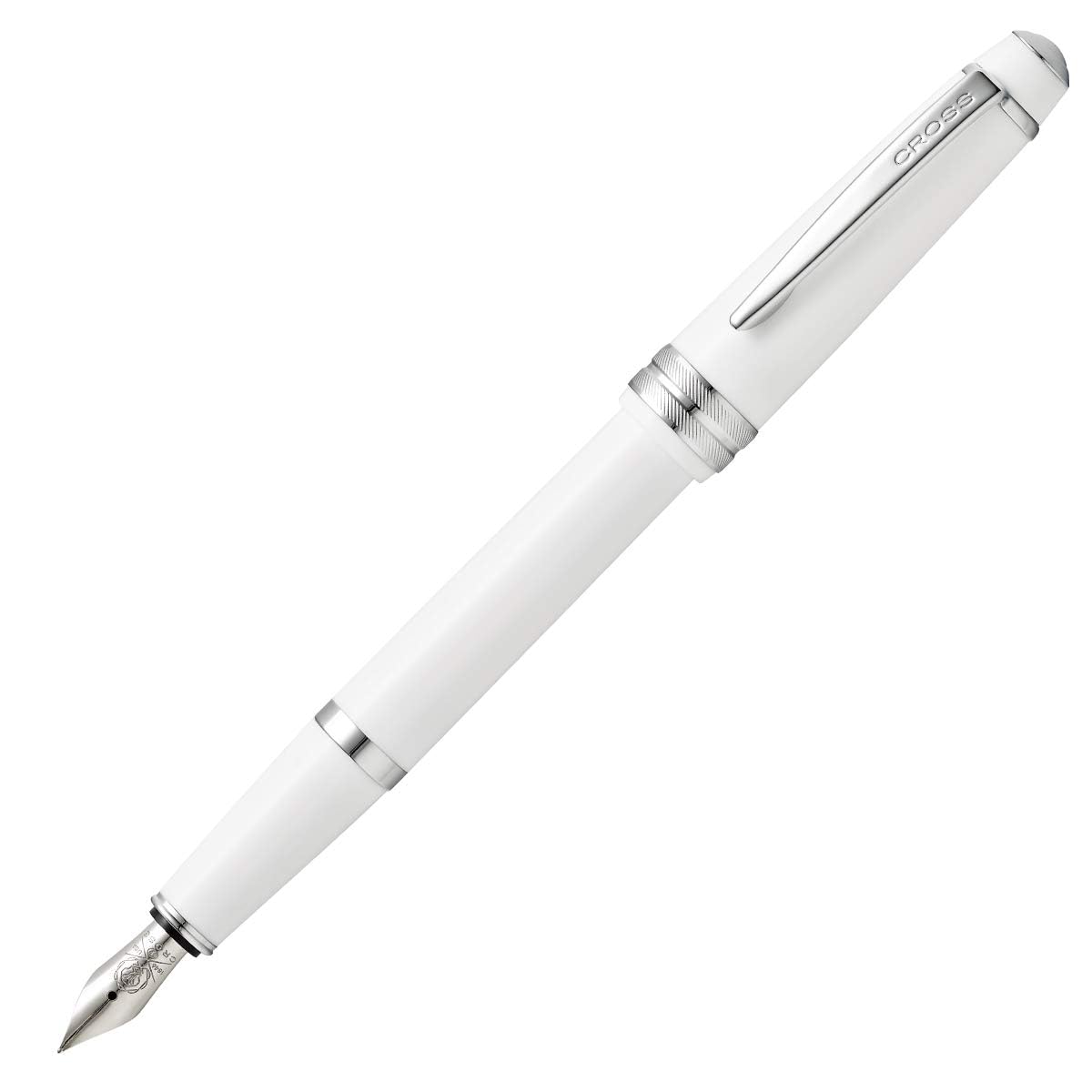 Cross Bailey Light Polished White Resin Fountain Pen, Fine Nib