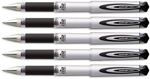 uni-ball 207 Impact Stick Rollerball Gel Pen, Bold, Blue, 5 Pens Per Order 65801