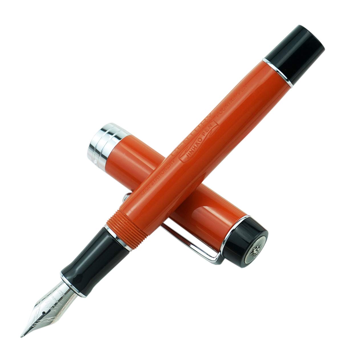 Jinhao 100 Fountain Pen Celluloid Classic Style, #6 Nib Smooth Writing Instrument with Refillable Converter and Pen Case Set