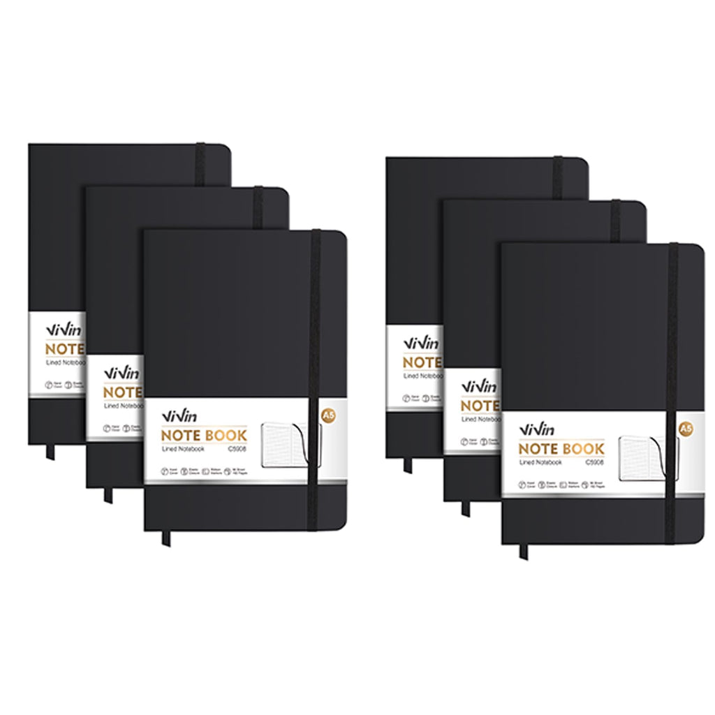 ViVin 3 Pack A5 Hardcover Lined Notebook,192 pg College Ruled 5.5x8.3