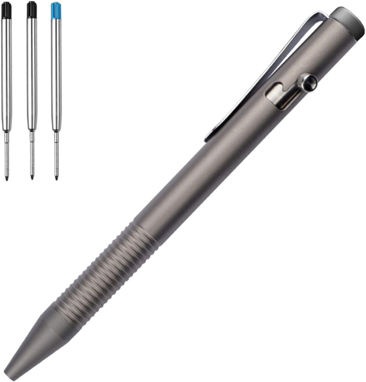 Lary Gray 4.8'' Titanium Alloy Bolt Action Pen with 3 Extra Refills in Box