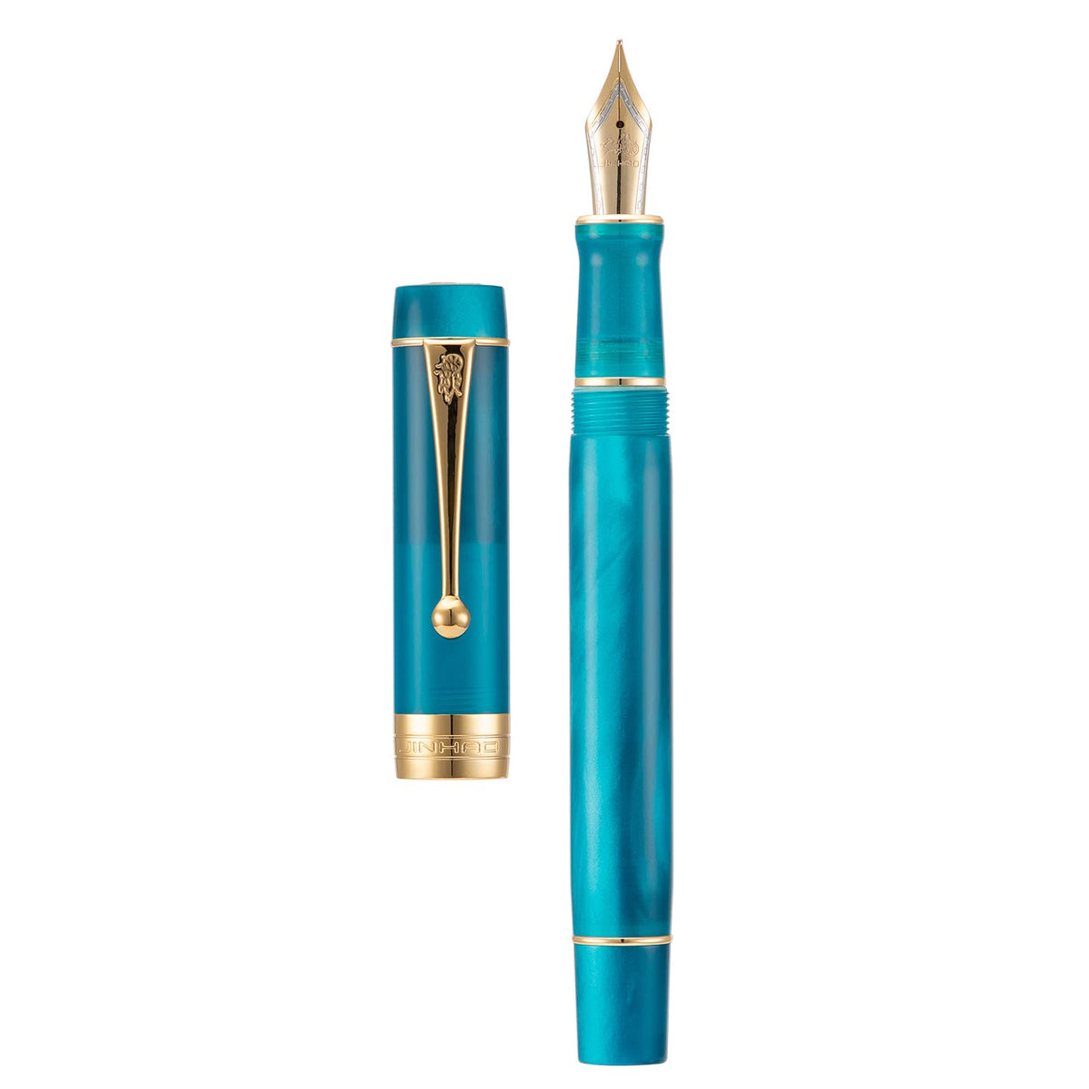 Jinhao 100 Fountain Pen Celluloid Classic Style, #6 Nib Smooth Writing Instrument with Refillable Converter and Pen Case Set