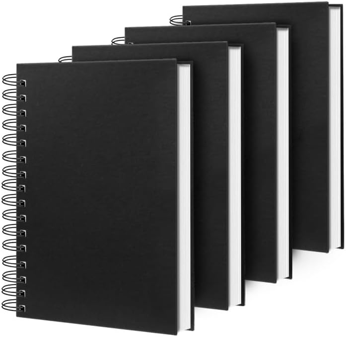 Lined Spiral Notebook 8.5"x11" Black Hardcover Journal 100GSM