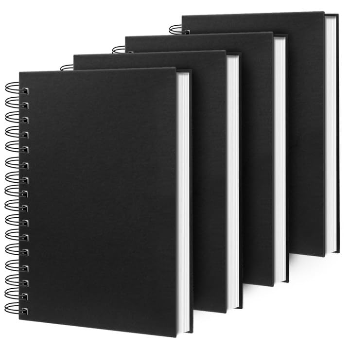 Lined Spiral Notebook 8.5"x11" Black Hardcover Journal 100GSM