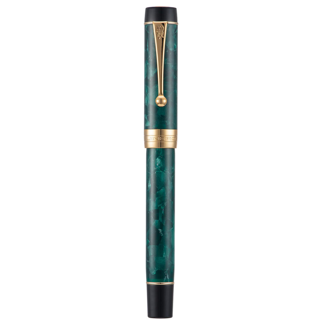 Jinhao 100 Fountain Pen Celluloid Classic Style, #6 Nib Smooth Writing Instrument with Refillable Converter and Pen Case Set