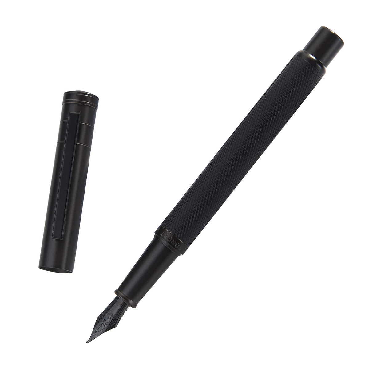 Matte Black Forest Fountain Pen Extra Fine Nib Classic Design with Converter and Metal Pen Box Set by Asvine