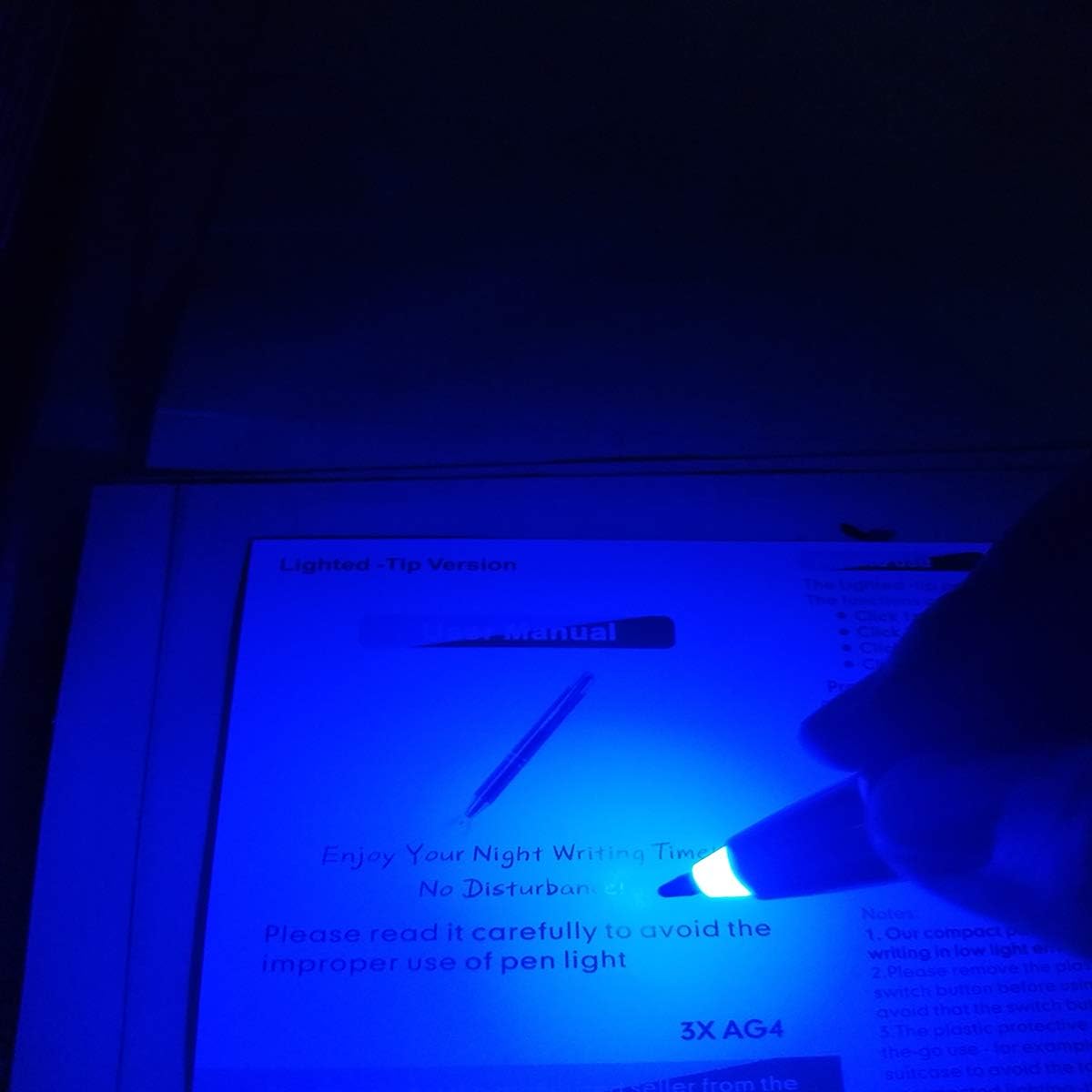 Pen with Light, Light Up Ballpoint Pen, Bright Lighted Pens for Writing in the Dark Led Light Flashlight Nurses Pen with Light Tip 3 Pack Penlight-Blue Light