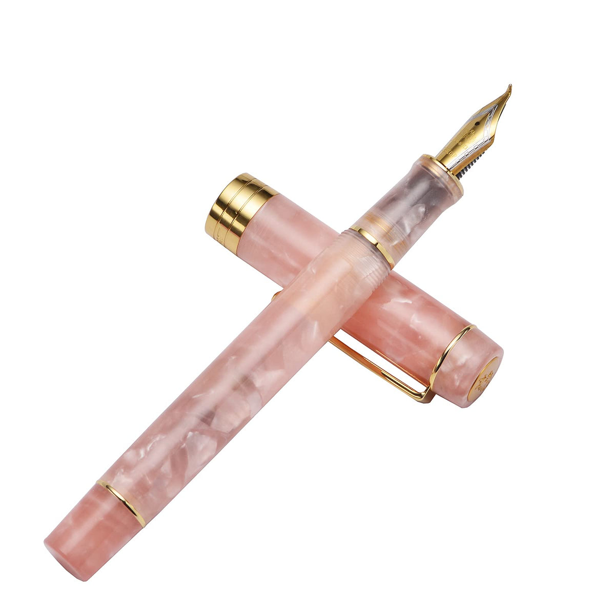 Jinhao 100 Fountain Pen Celluloid Classic Style, #6 Nib Smooth Writing Instrument with Refillable Converter and Pen Case Set