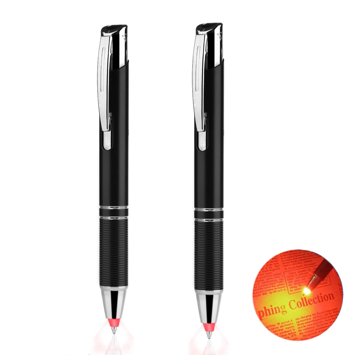 Penyeah Pen with Light, Flashlight LED Lighted Tip Pens, 2Pack, White+Blue