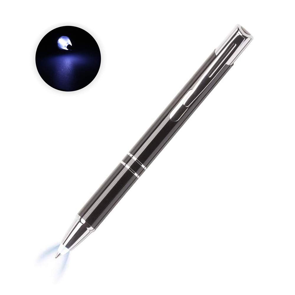 Pen with Light, Light Up Ballpoint Pen, Bright Lighted Pens for Writing in the Dark Led Light Flashlight Nurses Pen with Light Tip 3 Pack Penlight-Blue Light