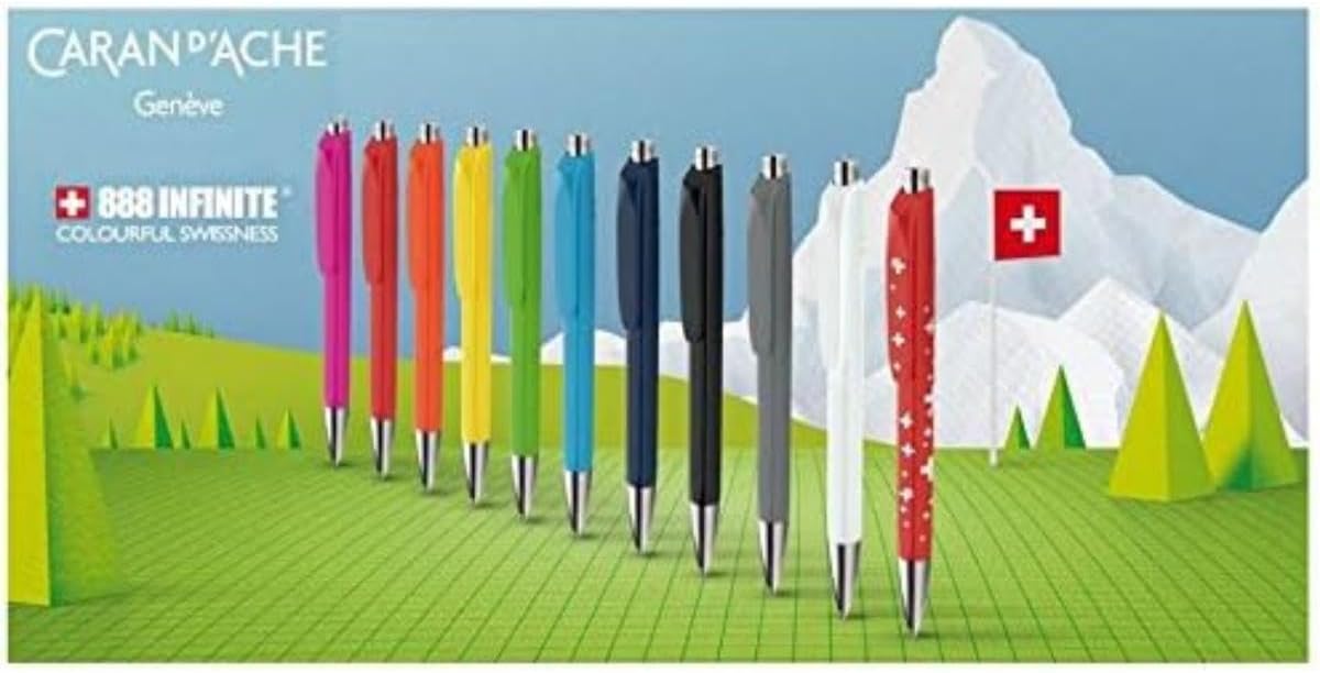 Caran Dache Ballpoint Pen, Scarlet, with SwissRide Blue Medium Cartridge