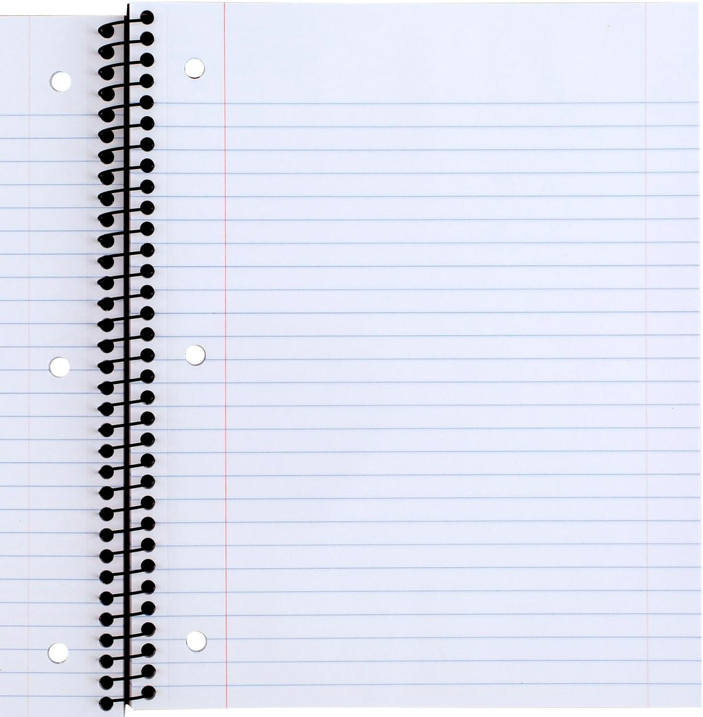 Mead Spiral Notebooks, 1 Subject, Wide Ruled Paper, 8" x 10-1/2", 100 Sheets, Assorted Colors, 5 Pack (930093)