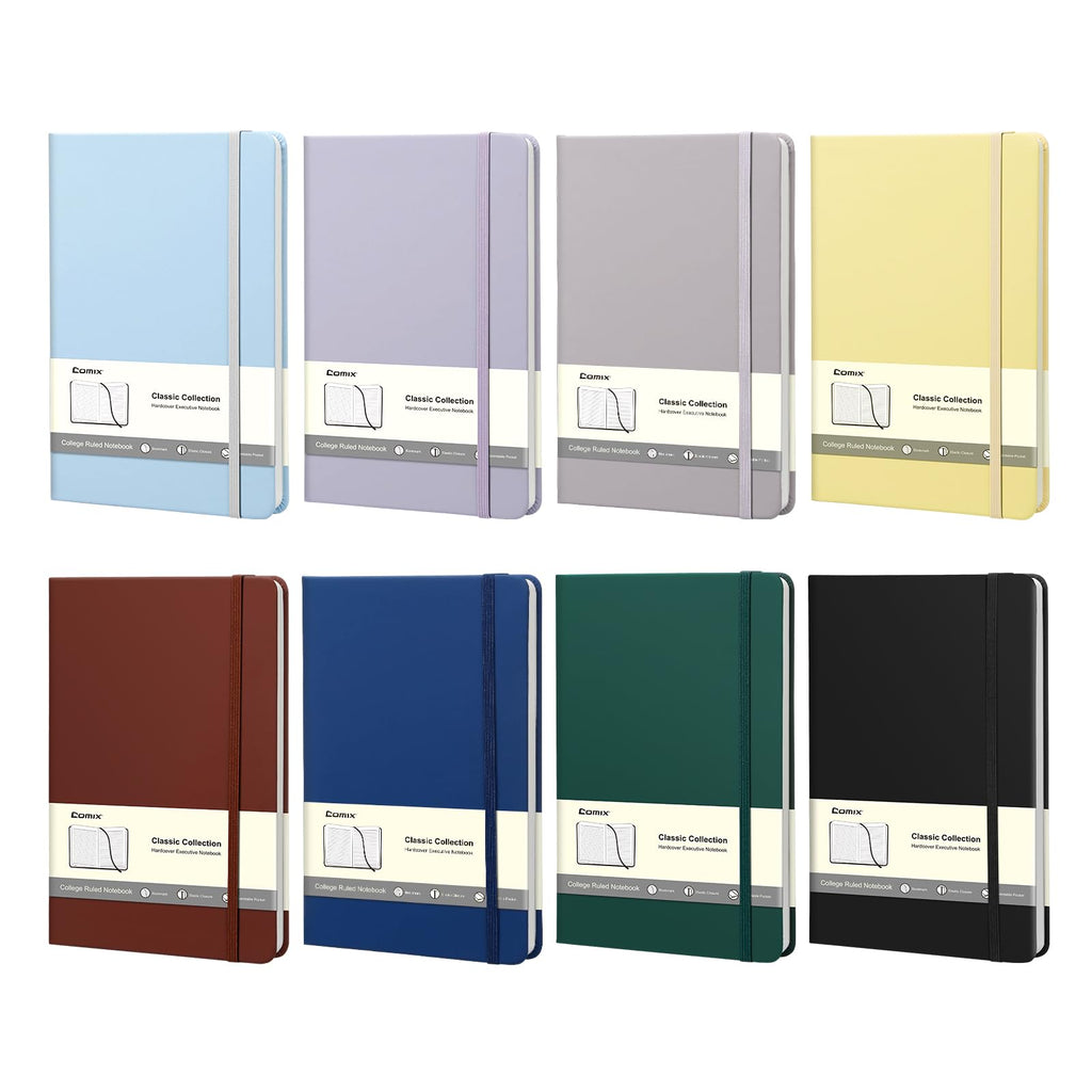 Comix 8 Pack Lined Journal Notebooks for Work, 240 Pages, 5.5"x8.3"