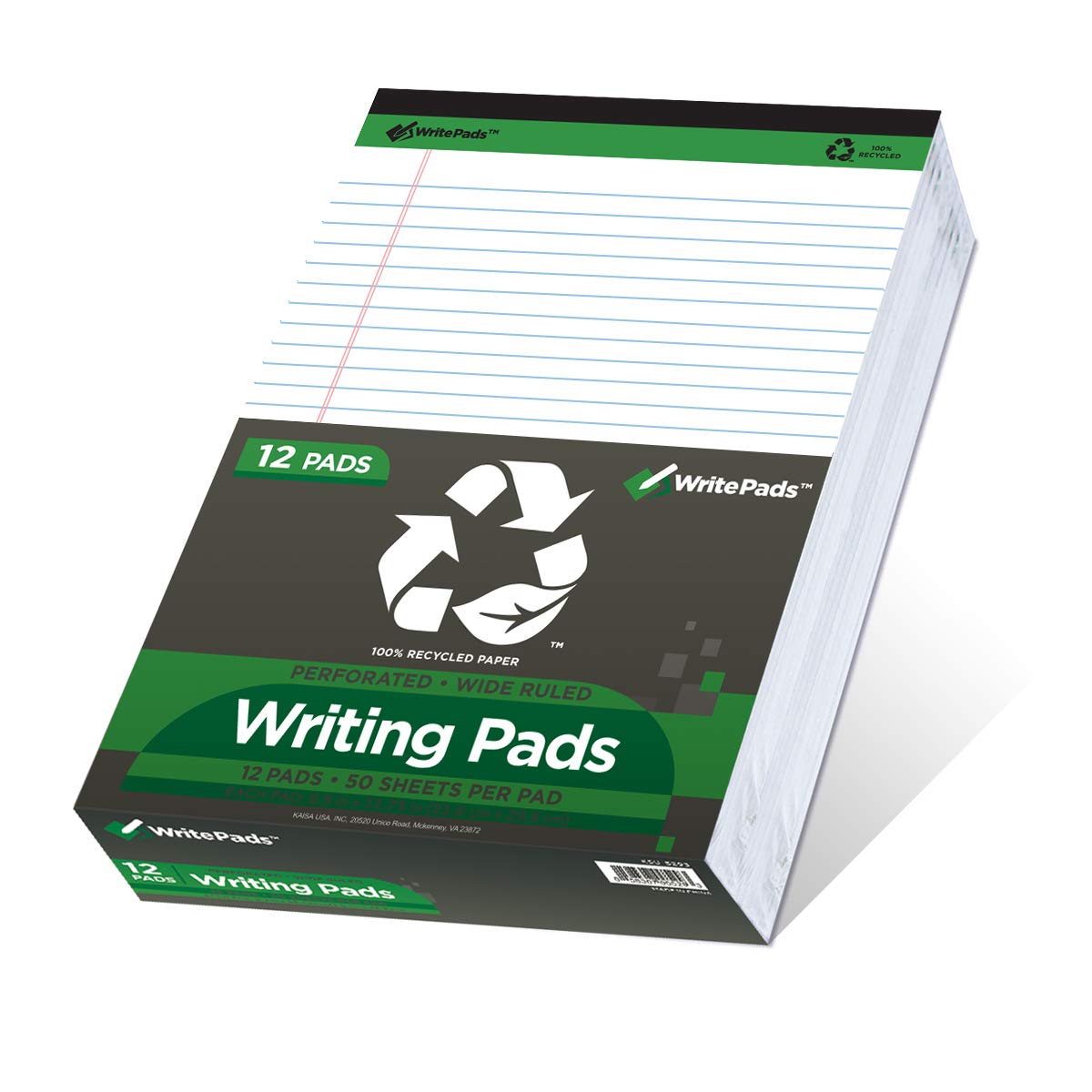 KAISA Legal Note pads 8.5 x 11，12pads 600 Sheets note pads office supplies Recycled Paper 8.5 x 11 Wide Ruled 50 sheets Premium Thick Paper Hard Back Notepads 8-1/2"x 11-3/4" Writing Tablet Canary For Office Supplies (Pack of 12)