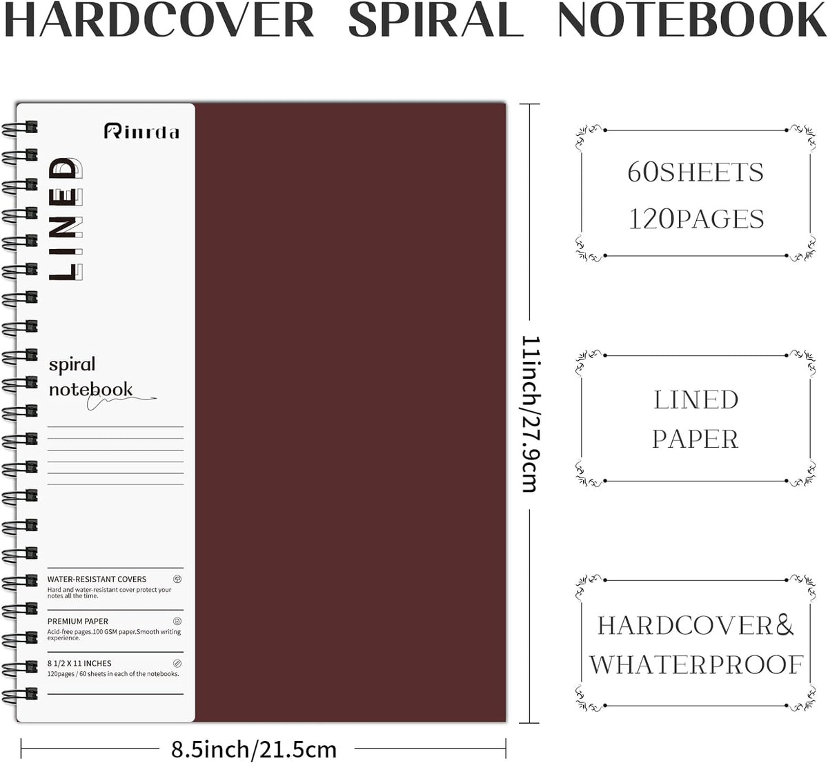 Spiral Notebooks 8.5x11,4 Pack College Ruled (LINED, Mult-color)