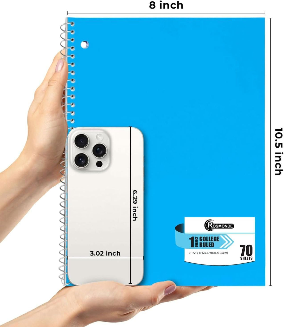 Rosmonde 50 Pack 1 Subject Spiral Notebook College Ruled Bulk, 70 Sheets