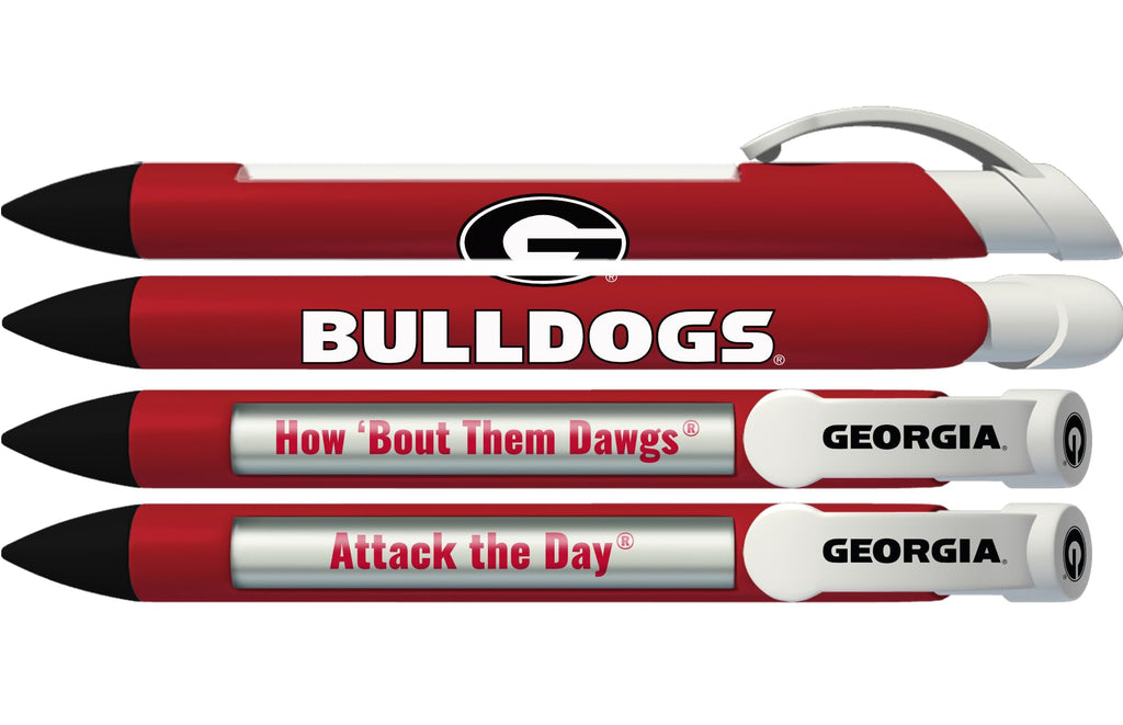 Greeting Pen Georgia Bulldogs Pen, Officially Licensed UGA Gift for Alumni, Students, Dads & Fans, University of Georgia Stocking Stuffer, Office Desk Accessory - Soft Touch Metal Pen 6-Pack 30504