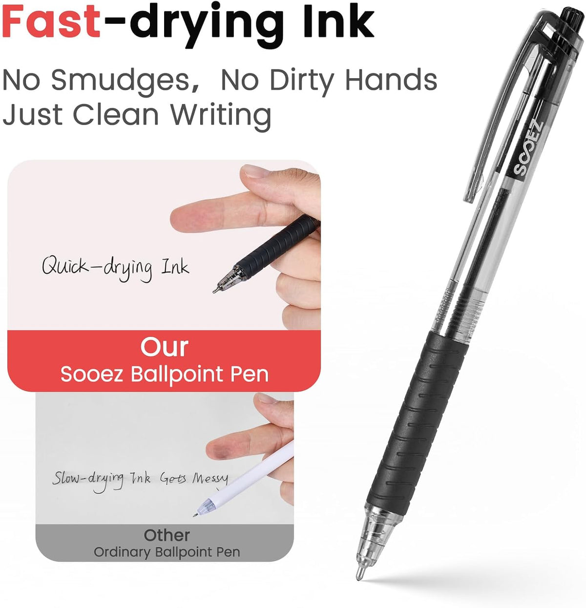 Sooez 40 Pack Bulk Pens Ballpoint, Smooth Writing Pens with Soft Grip