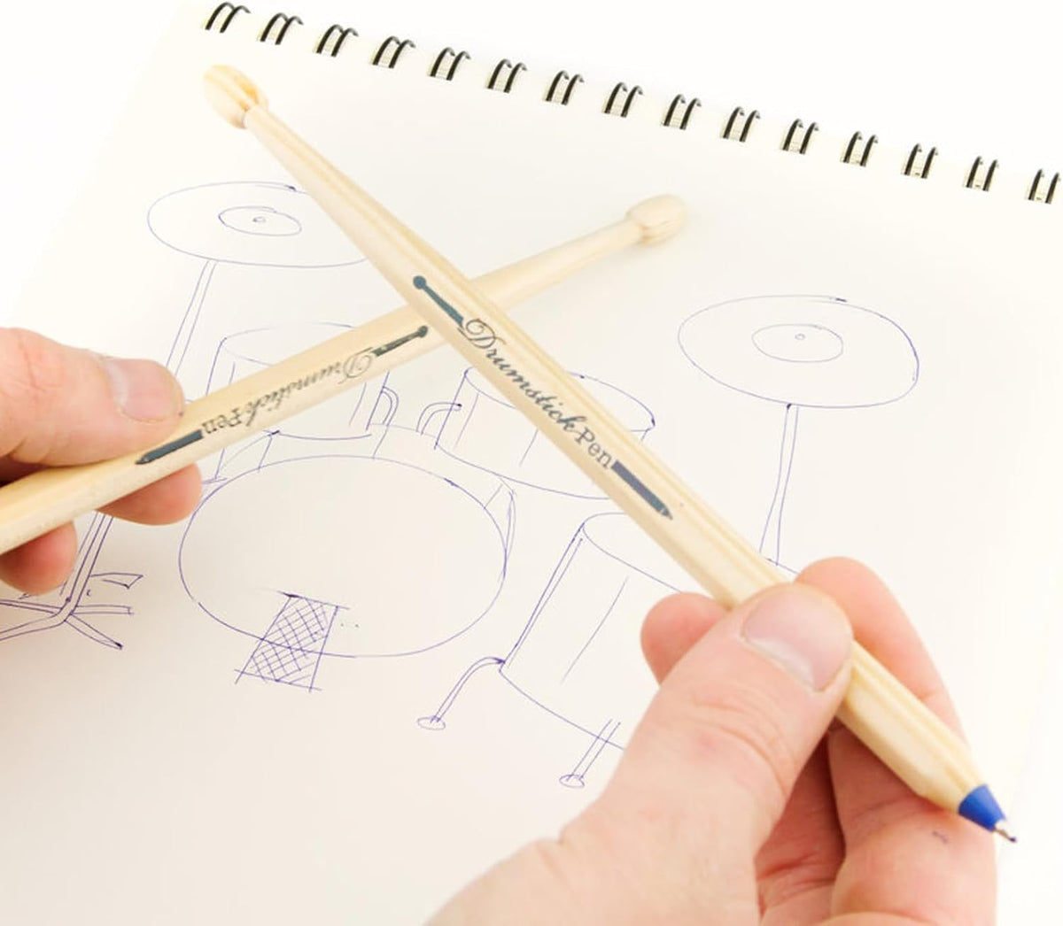 Suck UK Drumsticks Ballpoint Pens - Novelty Drummer Gifts for Men & Music Lovers - Wooden Drumstick Shaped Pen - Unique Office & School Stationery Supplies - Cool Drum Kit - Set of 2 Blue Pens