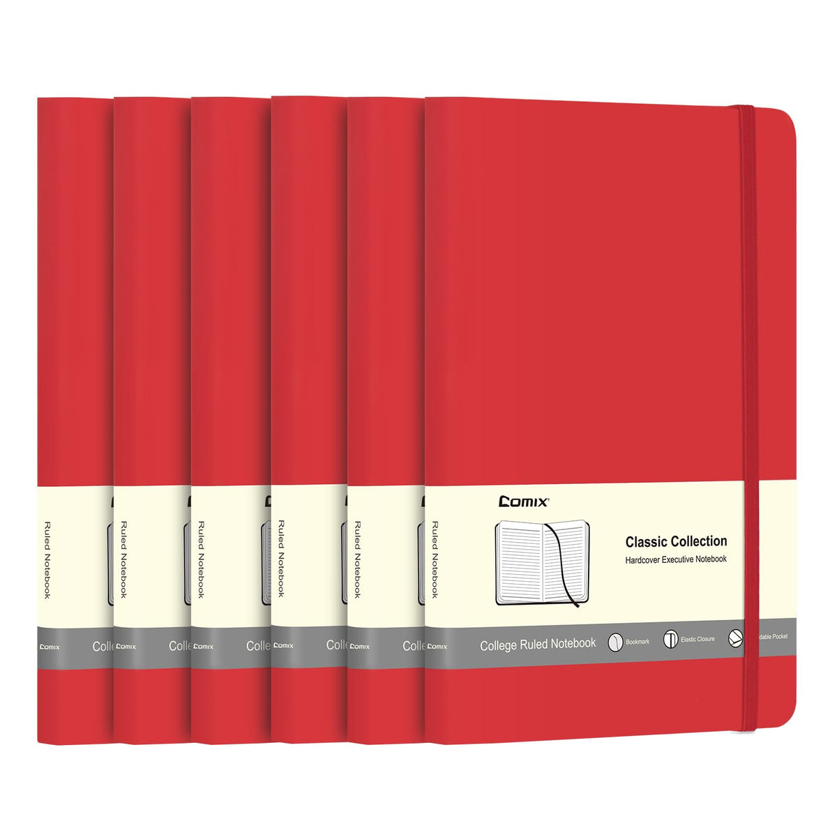 Comix 8 Pack Lined Journal Notebooks for Work, 240 Pages, 5.5"x8.3"