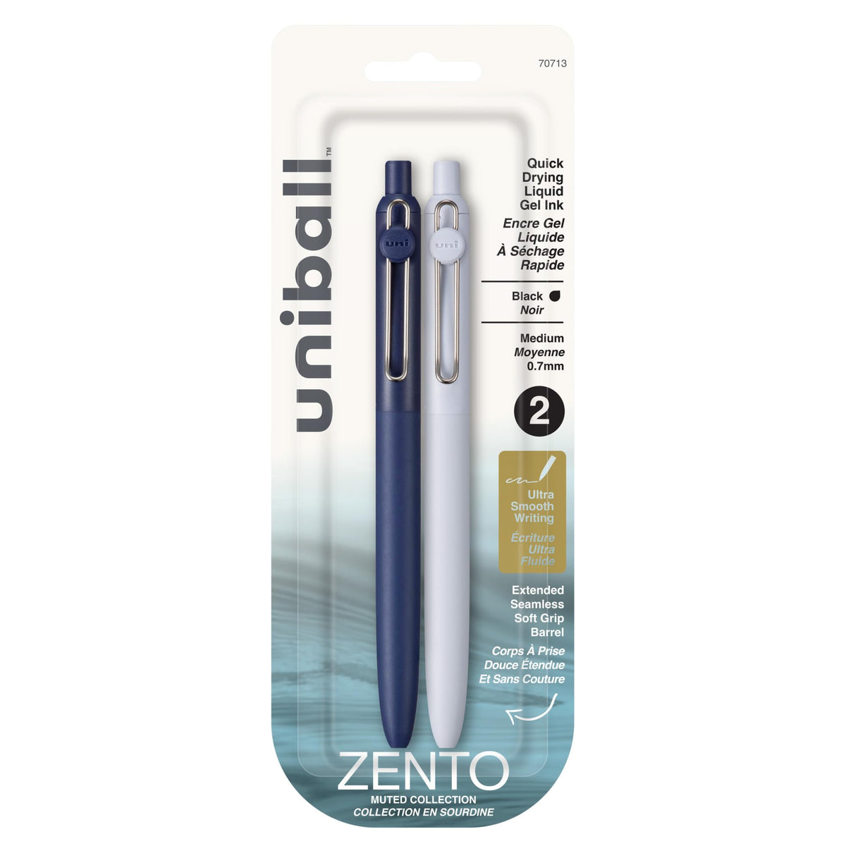 uniball™ Zento Gel Pens, Black Ink, 0.7mm Medium Point, 4 Count