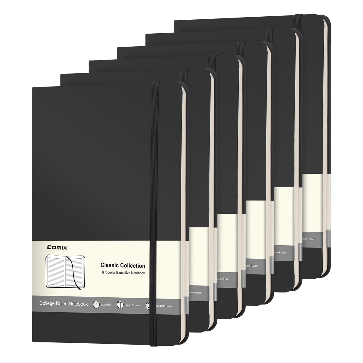 Comix 8 Pack Lined Journal Notebooks for Work, 240 Pages, 5.5"x8.3"