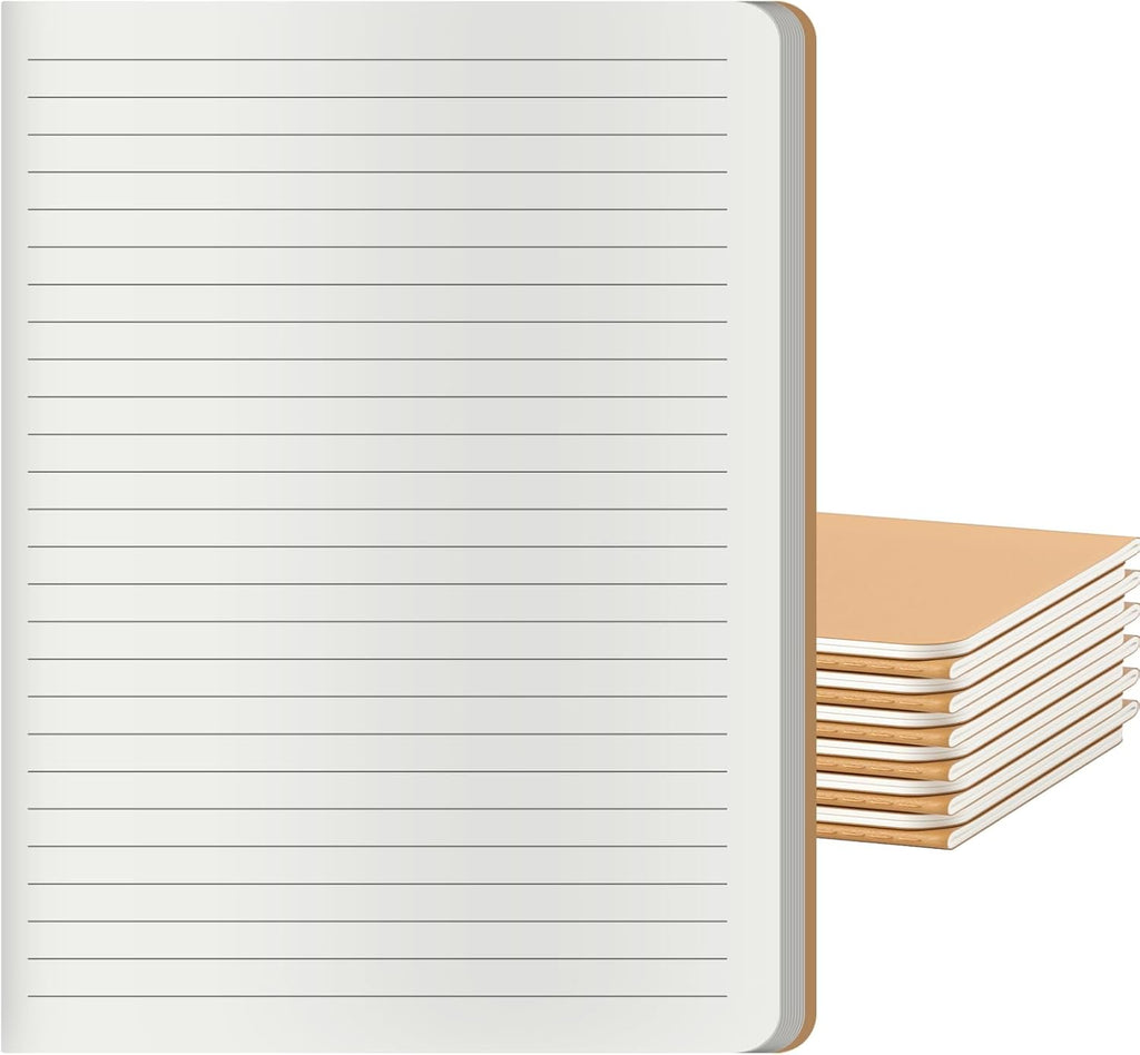 Large College Ruled Notebook Journals Bulk with Thick Lined Paper, 60 Pages, 8.5x11 inch, Composition Diary Subject Notebooks Planner for Travelers Students Office, Kraft Journal Set, 12 Pack