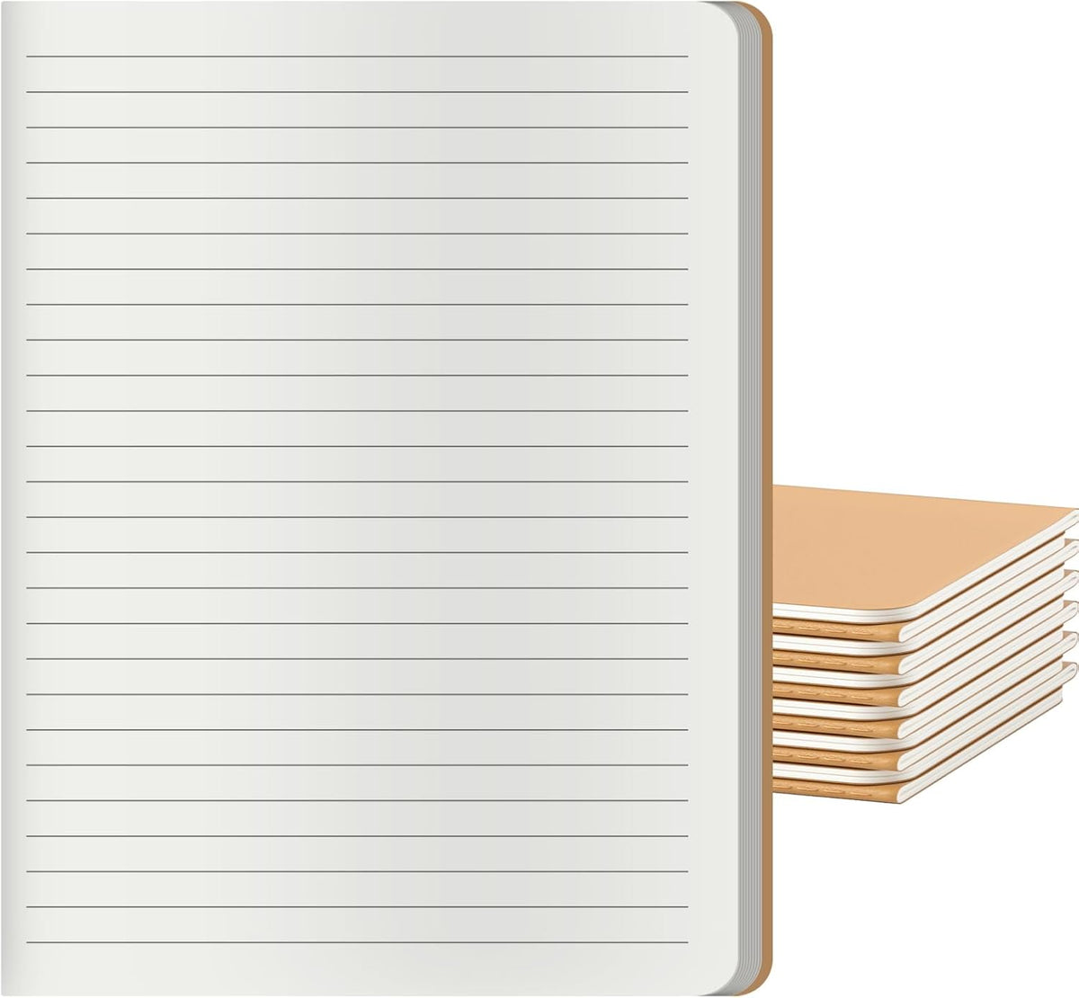 Large College Ruled Notebook Journals Bulk with Thick Lined Paper, 60 Pages, 8.5x11 inch, Composition Diary Subject Notebooks Planner for Travelers Students Office, Kraft Journal Set, 12 Pack