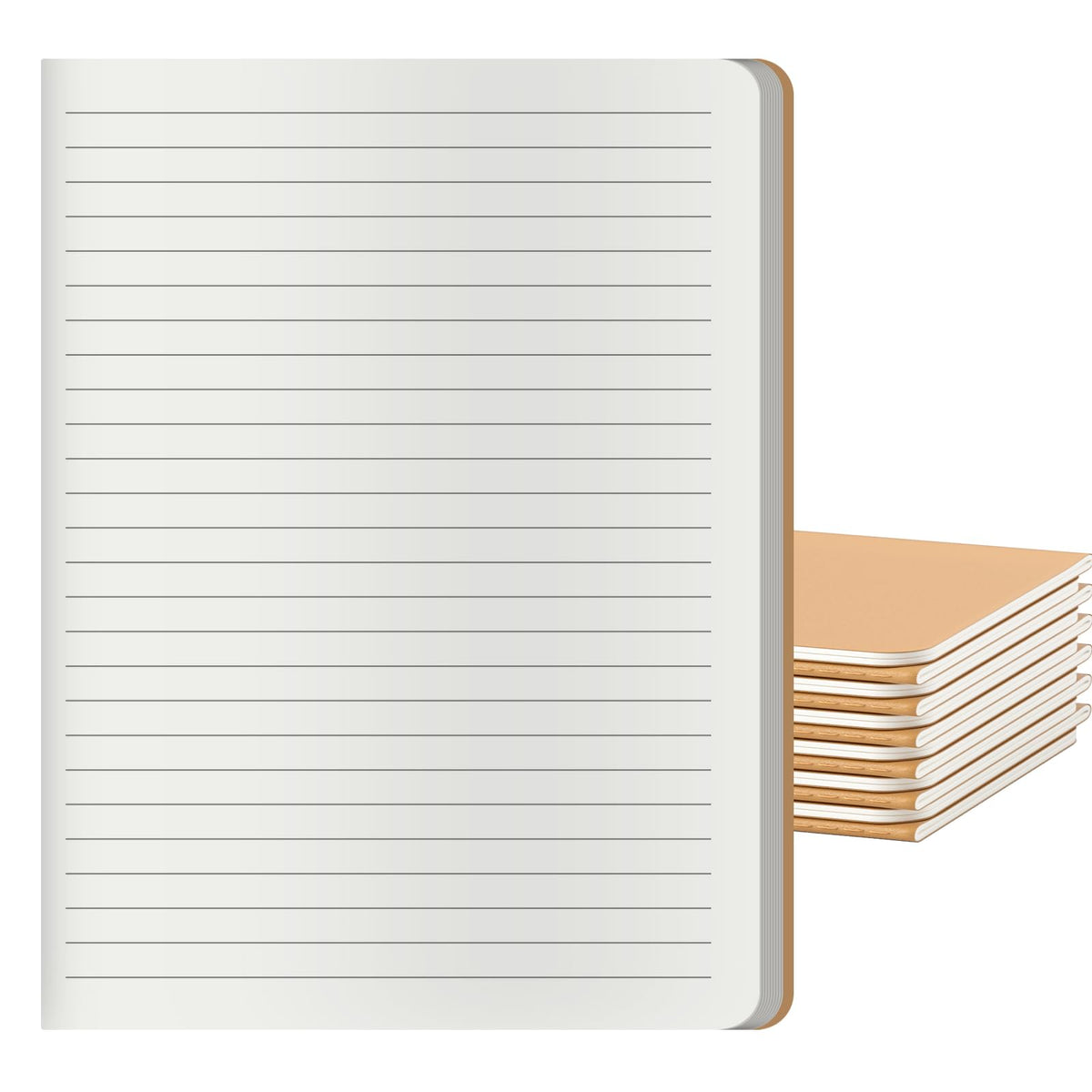 Large College Ruled Notebook Journals Bulk with Thick Lined Paper, 60 Pages, 8.5x11 inch, Composition Diary Subject Notebooks Planner for Travelers Students Office, Kraft Journal Set, 12 Pack