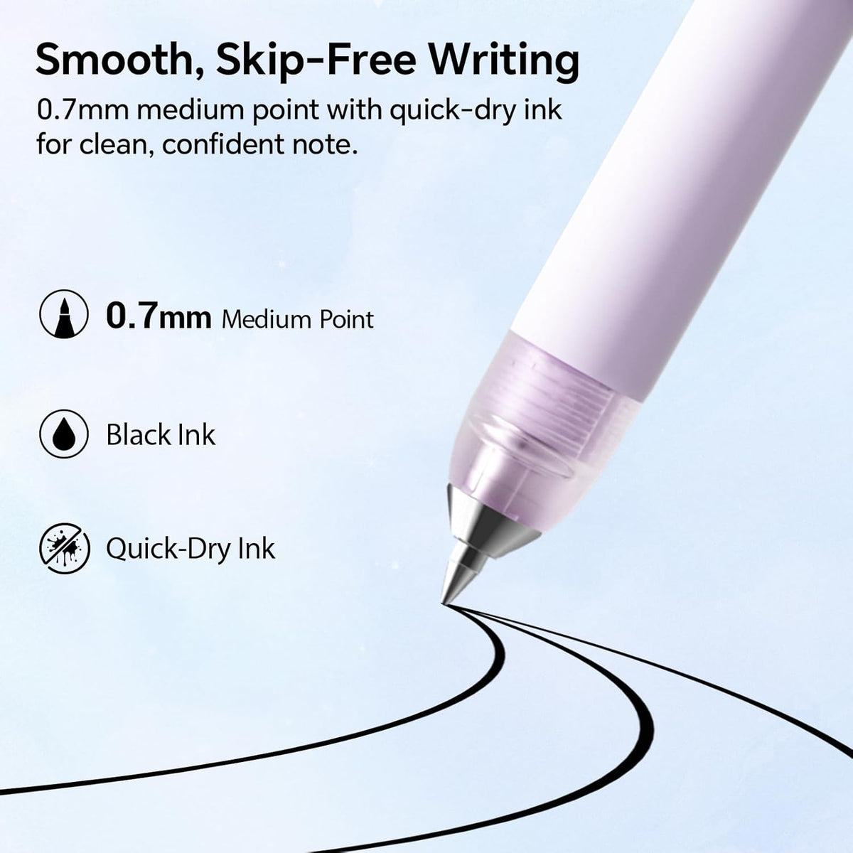 WRITECH Morph Extendable Gel Pens: 0.7mm Medium Point Black Ink Pocket-to-Full-Size Design Translucent Soft Grip Barrel Includes 2 Pens and 2 Refills Dual-Length Pocket Pen 4.6" to 6.1"