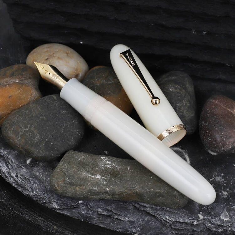 Jinhao 9019 Fountain Pen Dadao Series Ivory White #8 Heartbeat Fine Nib Large Converter Smooth Writing Instrument