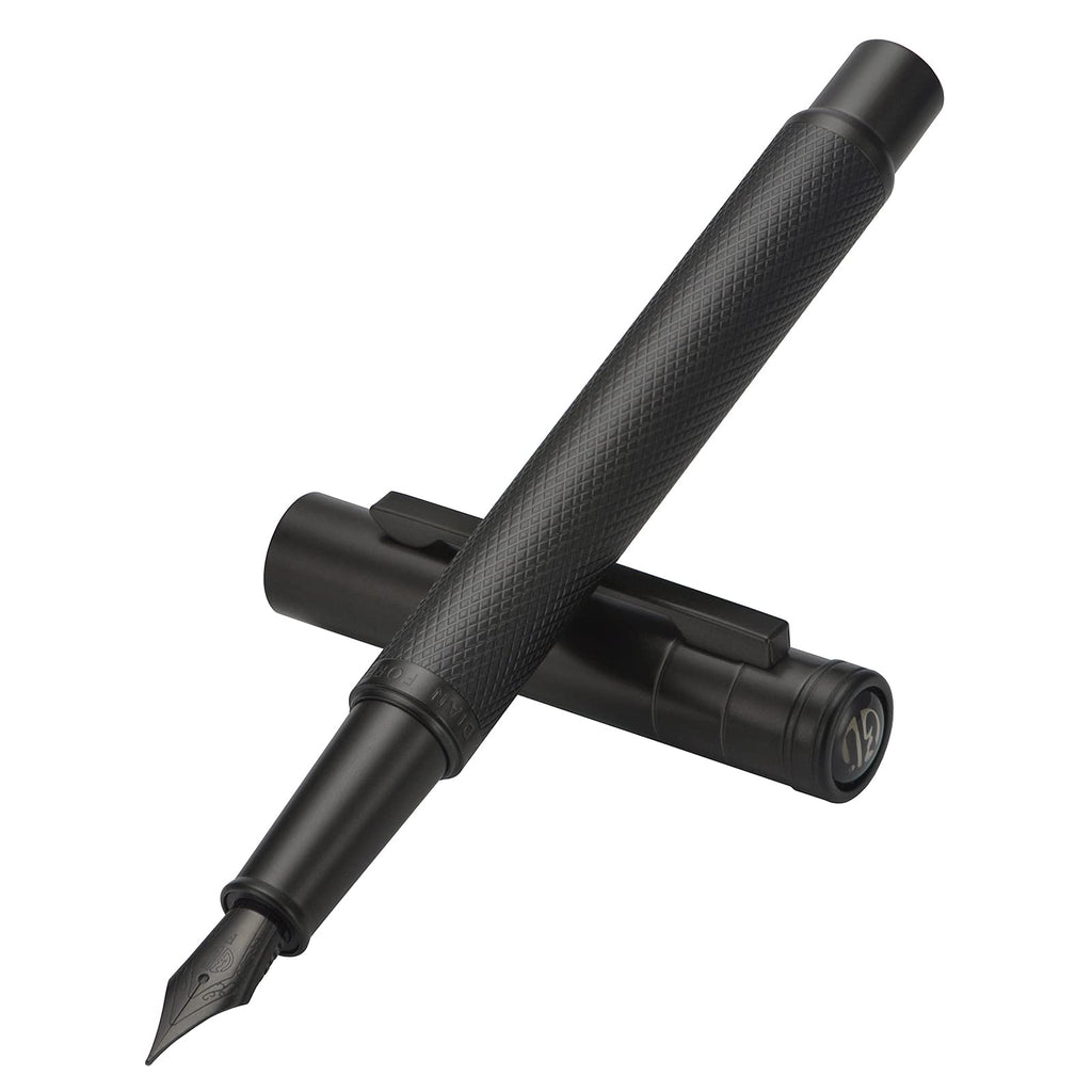 Matte Black Forest Fountain Pen Extra Fine Nib Classic Design with Converter and Metal Pen Box Set by Asvine