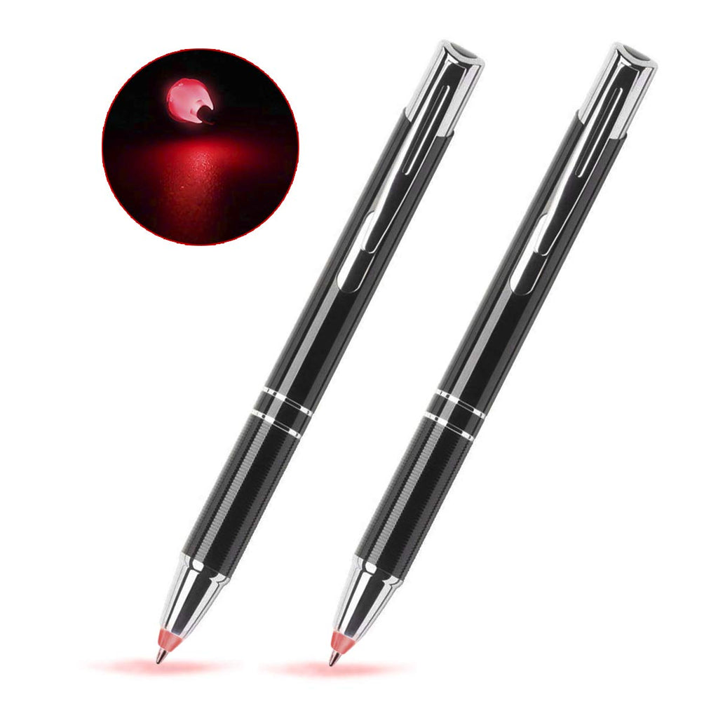 Lighted Tip Pen Flashlight Ballpoint Pens for Dark Writing -2PK- Red Light