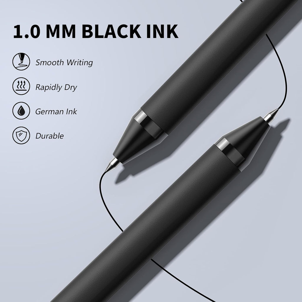 Black Pens Bulk 50 Pack 1.0mm Ballpoint Pen for Smooth Writing