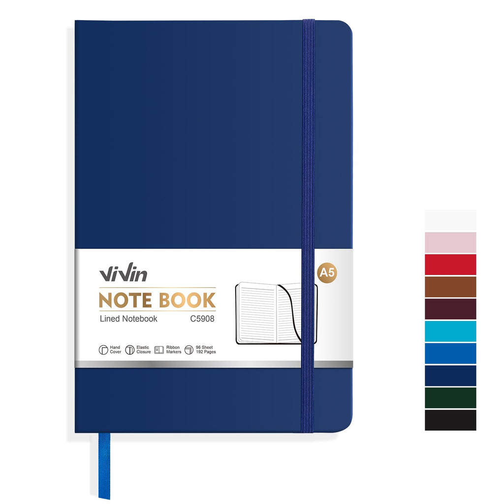 ViVin 3 Pack A5 Hardcover Lined Notebook,192 pg College Ruled 5.5x8.3