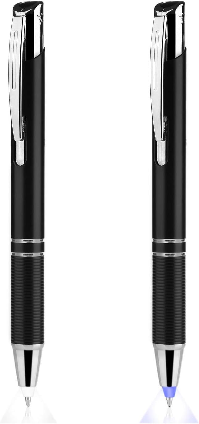 Penyeah Pen with Light, Flashlight LED Lighted Tip Pens, 2Pack, White+Blue