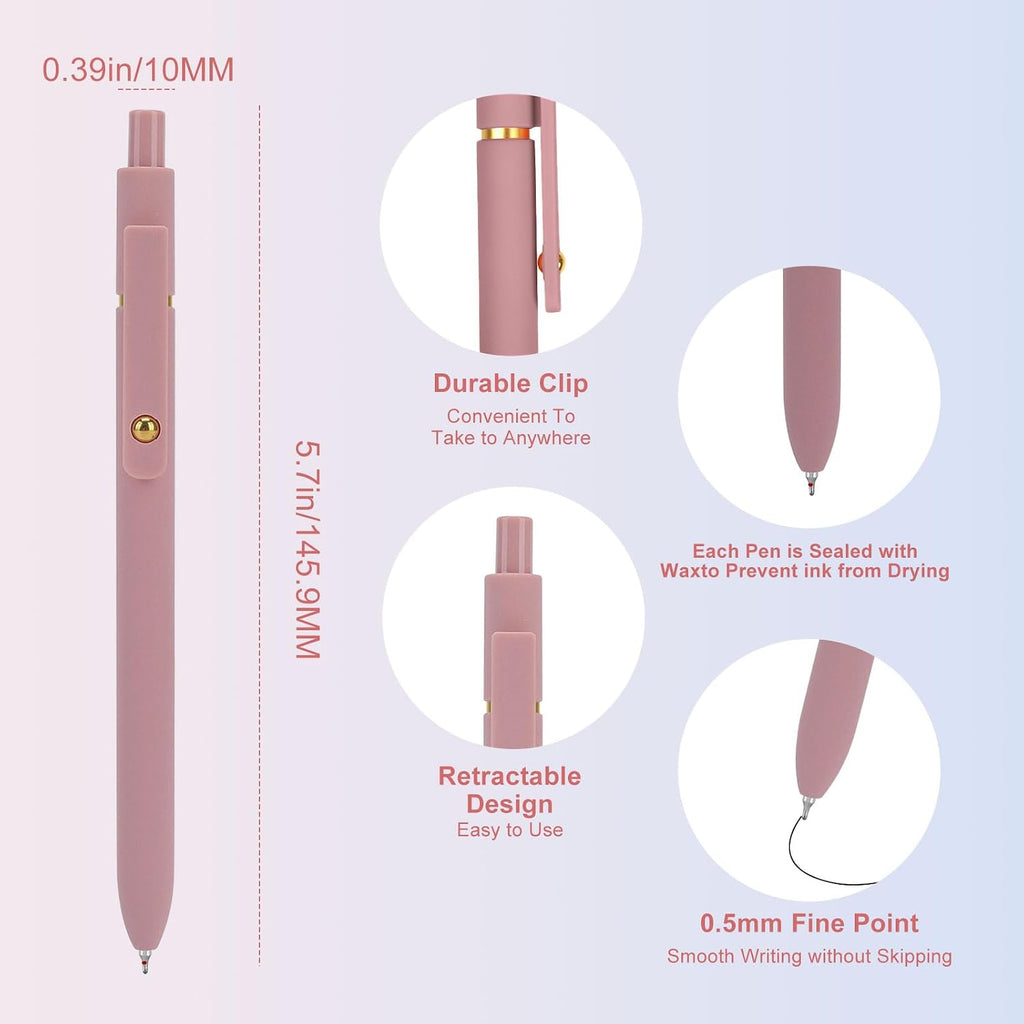 Ddaowanx Gel Pens,6 Pcs 0.5mm Retractable Quick Dry Black Ink Pens