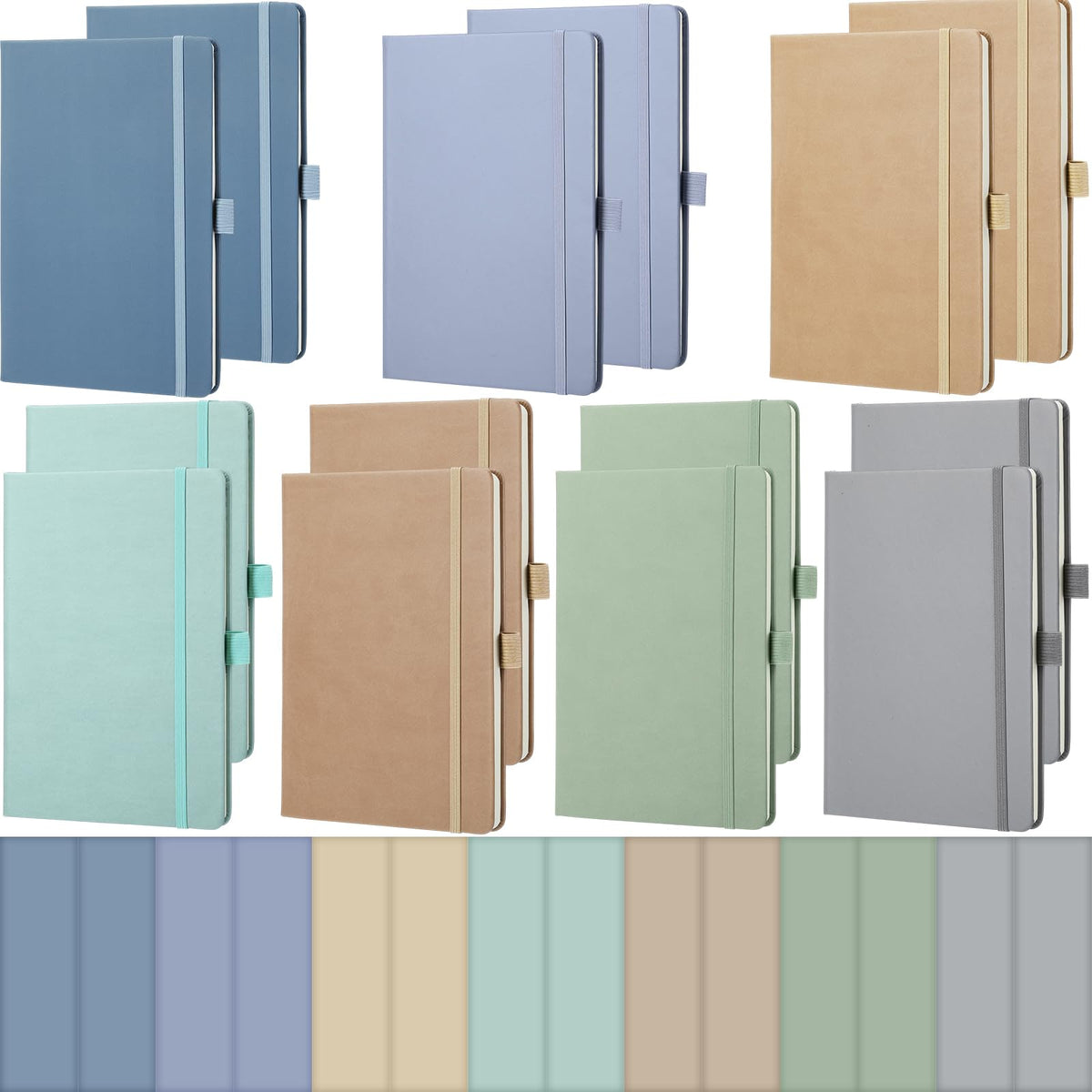 Laumoi 14 Pack Hardcover Lined Journal Notebooks Bulk,Brown,A5