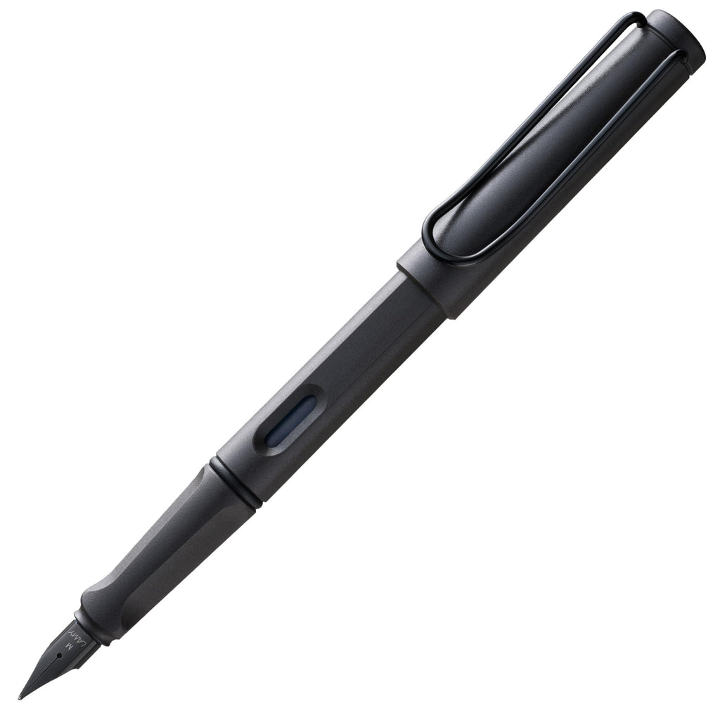 LAMY safari black - Fountain Pen with ergonomic grip & polished steel nib in size M - ideal for any Writing & Calligraphy - including LAMY T 10 blue cartridge - Right-Handed