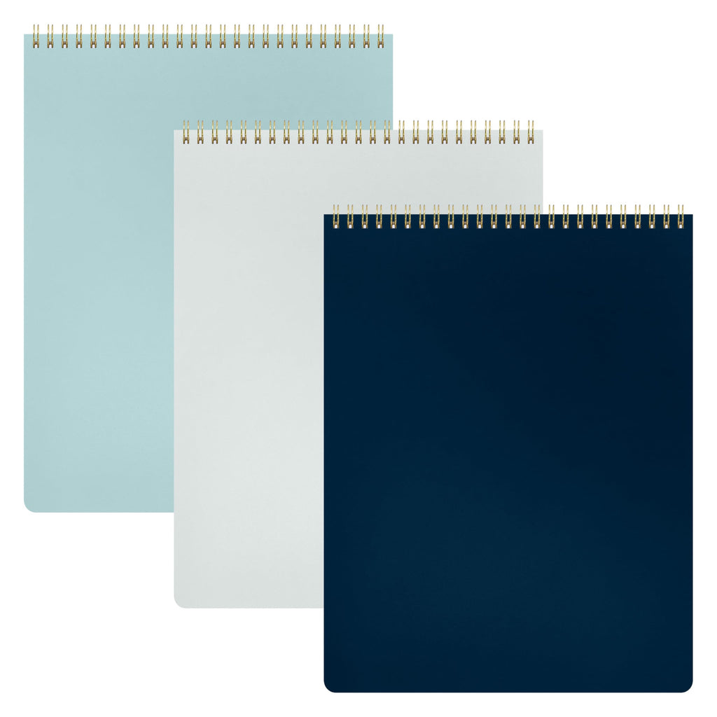 PAPERAGE Top Bound Spiral Notebook, 3 Pack, Lined Notepad, (Raspberry/Marigold/Mint), 70 Sheets (140 Pages) Per Notebook, Wide/Legal Ruled, 8.5 inches x 11 inches