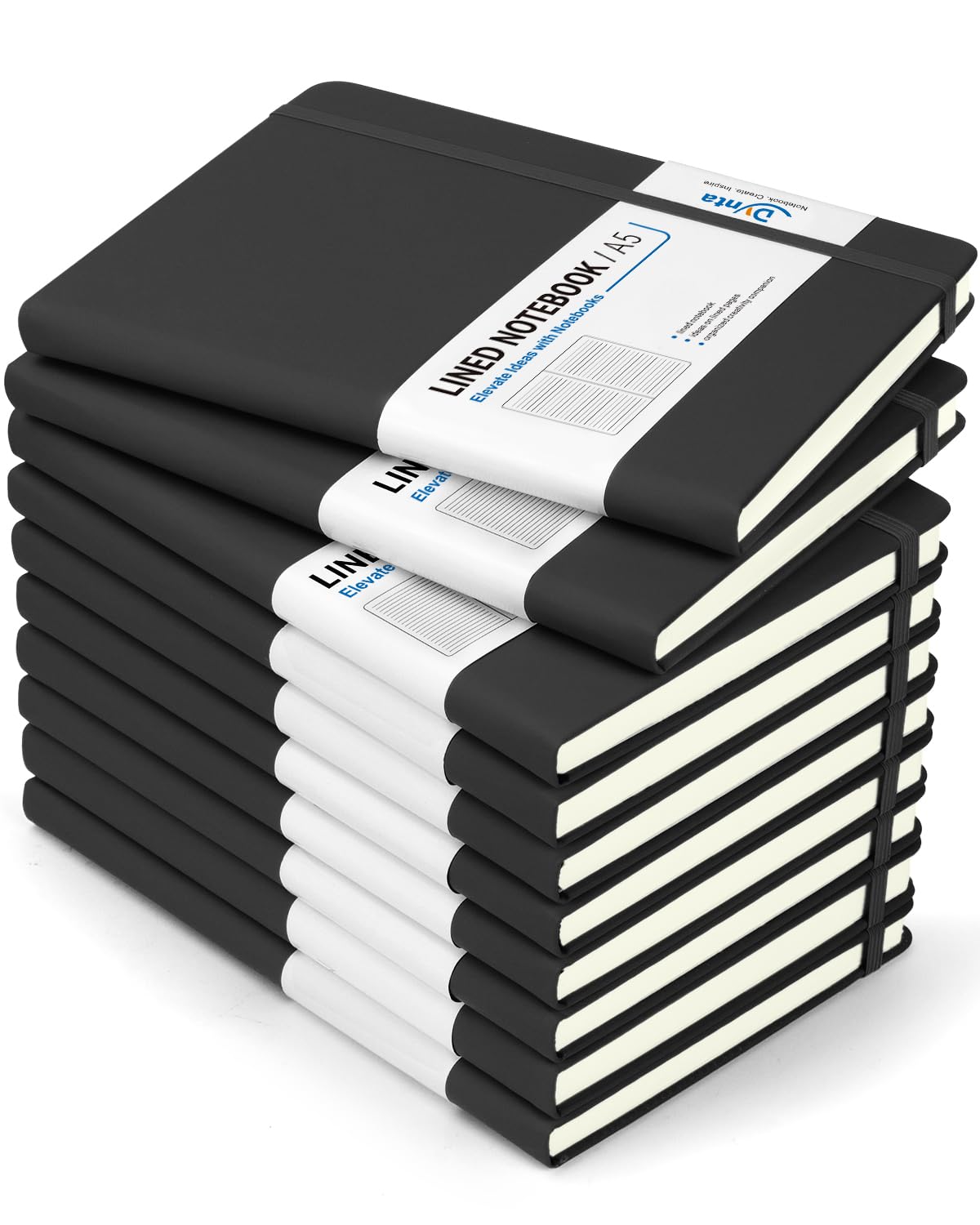 Dynta Hardcover Journal Notebooks A5 Lined 10 Journals Bulk for Writing