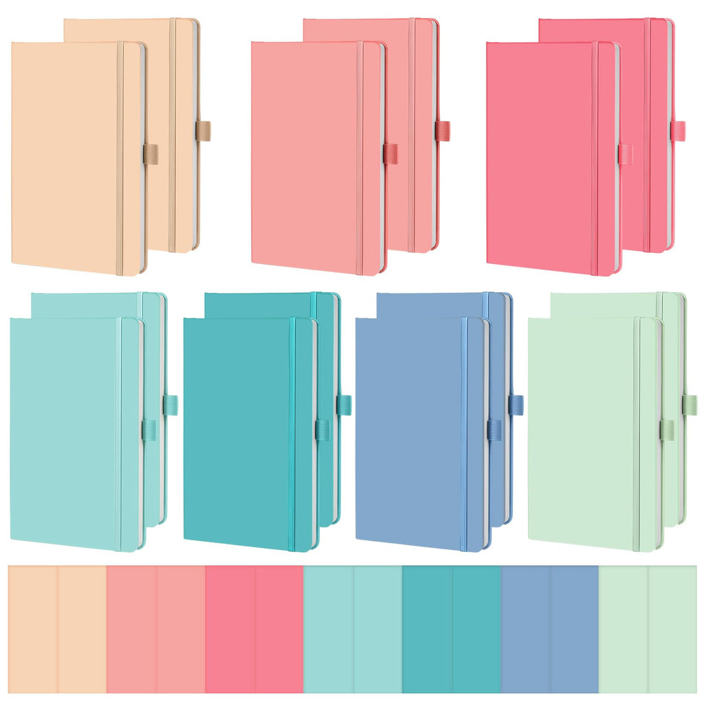 Laumoi 14 Pack Hardcover Lined Journal Notebooks Bulk,Brown,A5