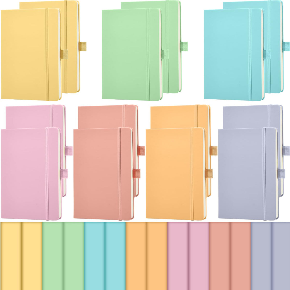 Laumoi 14 Pack Hardcover Lined Journal Notebooks Bulk,Brown,A5