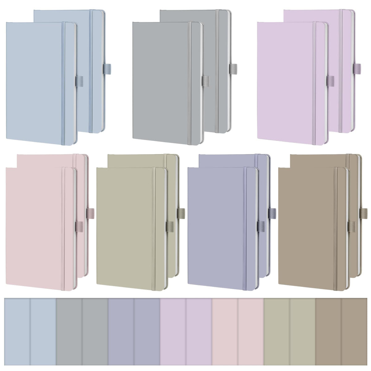 Laumoi 14 Pack Hardcover Lined Journal Notebooks Bulk,Brown,A5