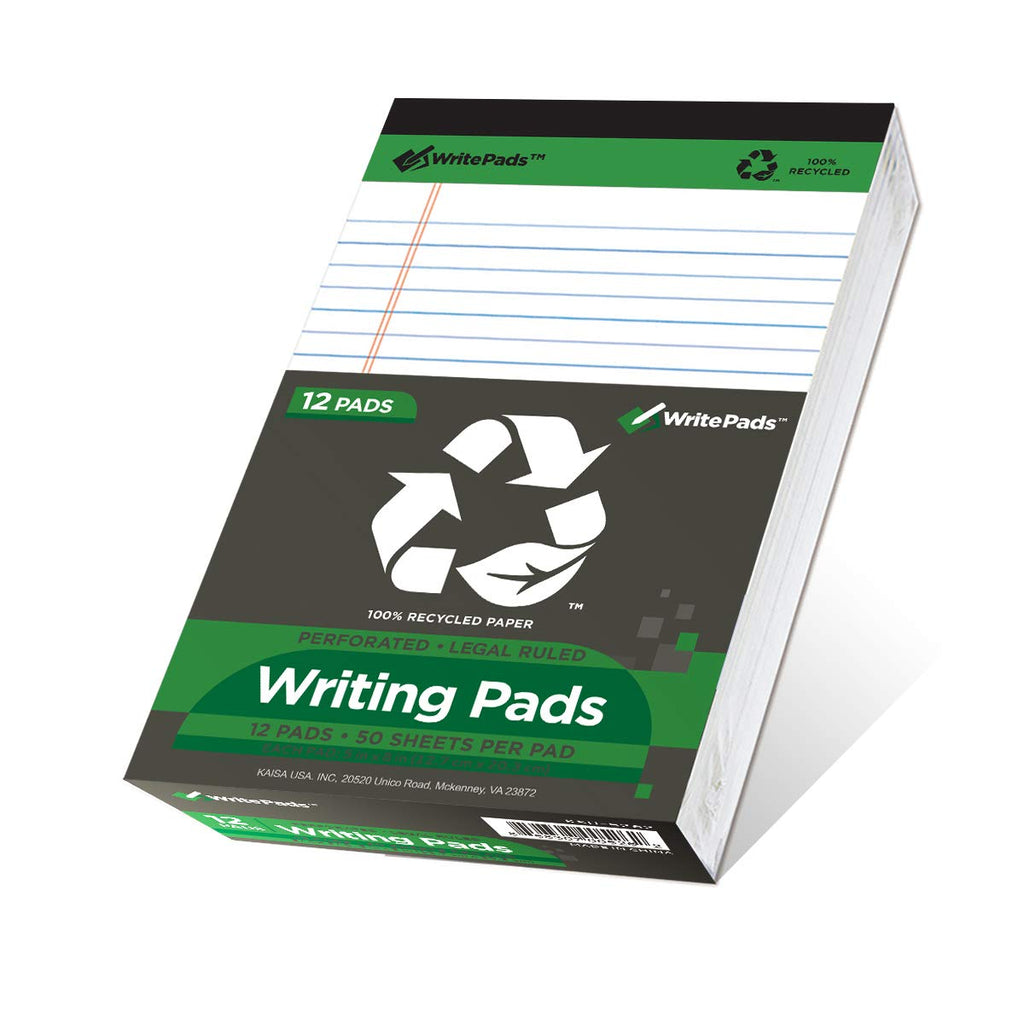 KAISA Legal Note pads 8.5 x 11，12pads 600 Sheets note pads office supplies Recycled Paper 8.5 x 11 Wide Ruled 50 sheets Premium Thick Paper Hard Back Notepads 8-1/2"x 11-3/4" Writing Tablet Canary For Office Supplies (Pack of 12)