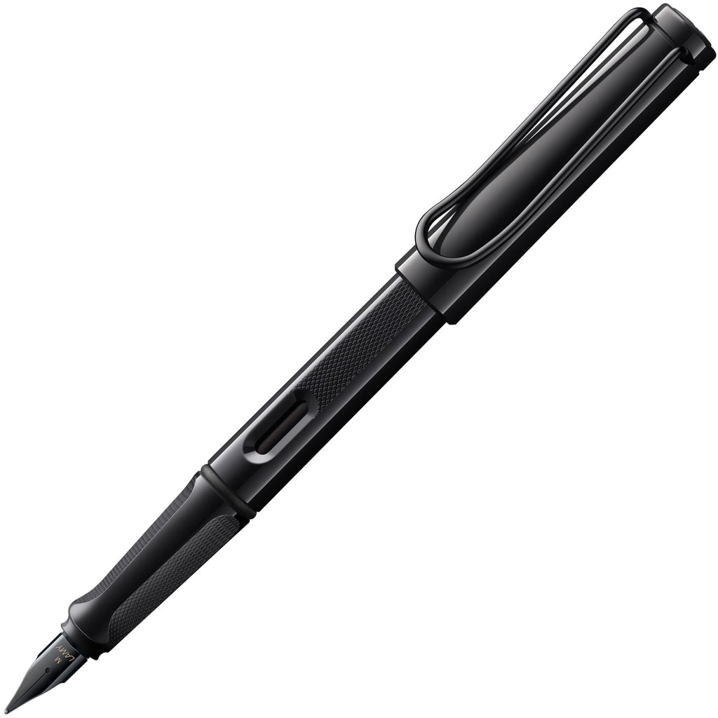 LAMY safari black - Fountain Pen with ergonomic grip & polished steel nib in size M - ideal for any Writing & Calligraphy - including LAMY T 10 blue cartridge - Right-Handed