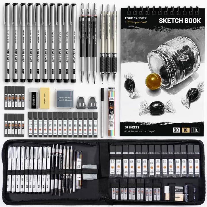 Four Candies 73PCS Advanced Drawing Kit with Professional Art Supplies
