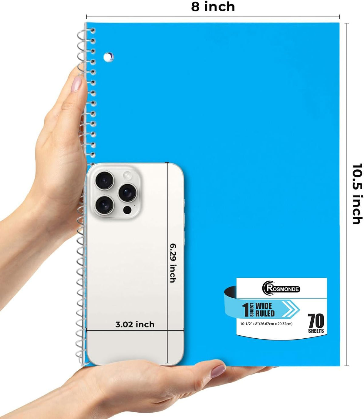 Rosmonde 12 Pack Spiral Notebooks, 1 Subject Notebook, Wide Ruled, Assorted