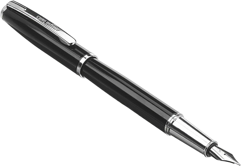 Amazon Basics Refillable Fountain Pen with Smooth Writing, Fine Point Nib, Black Ink